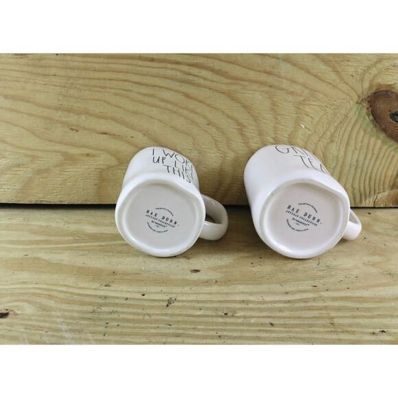Rae Dunn Mugs Lot of 2 Cups Green Tea I Woke Up Like This Coffe Tea - Picture 3 of 3